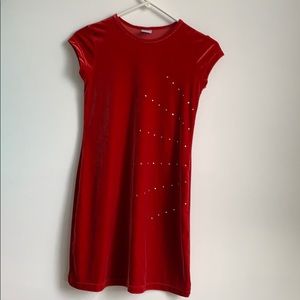Red Velvet-feel Dress